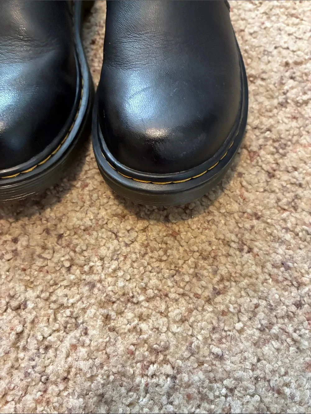 Dr. Martens Black Leather Chelsea Boots with Yellow Stitching kids 3
